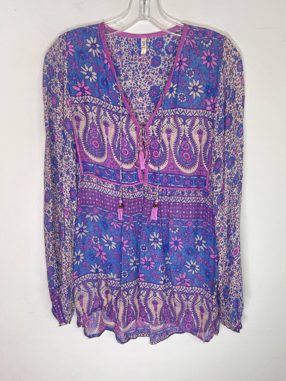 Spell & the Gypsy Boho Blossom Blouse Lavender Purple Paisley Top Sz S - Picture 3 of 9